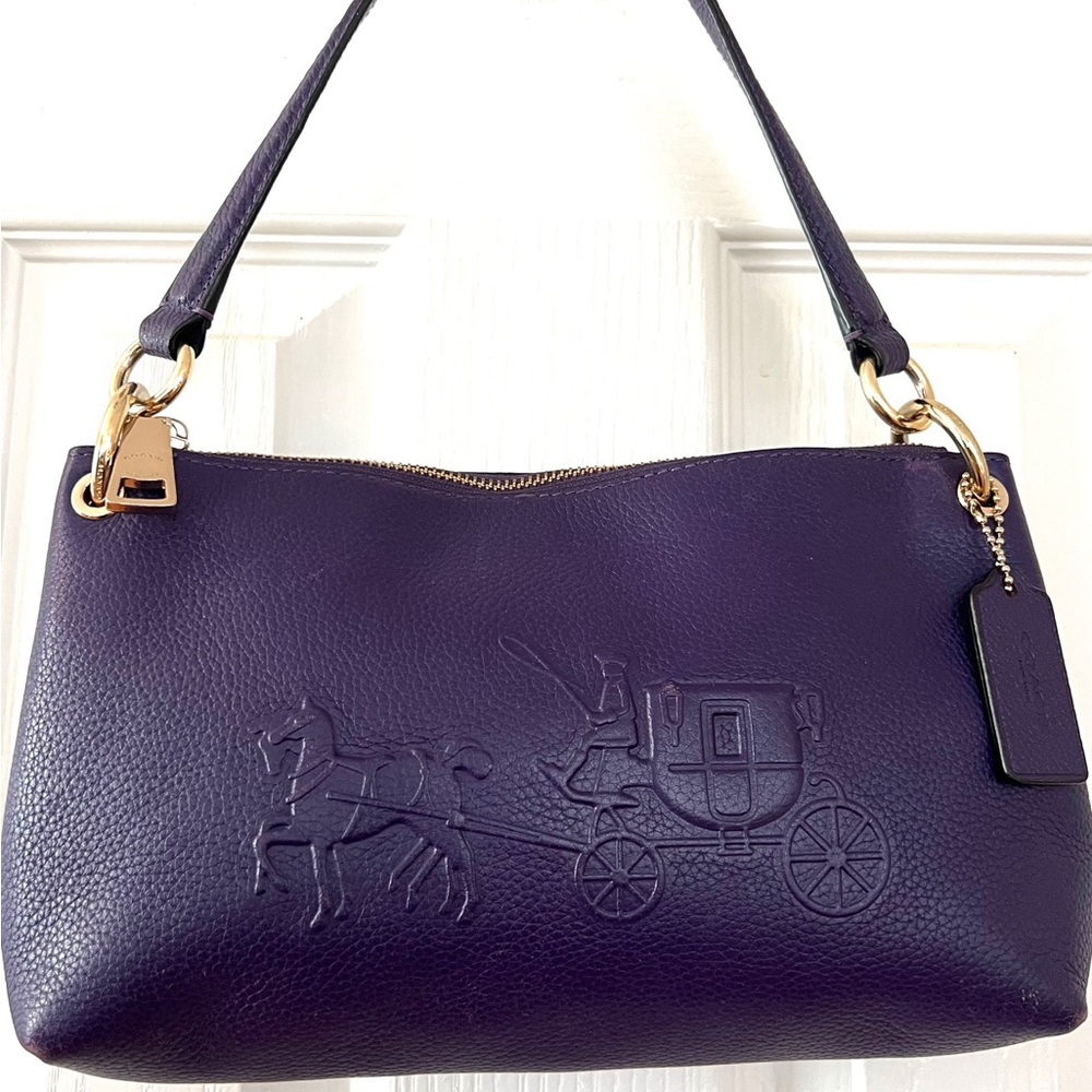 Coach Charley horse and carriage Deep Purple Embossed Shoulder Bag
